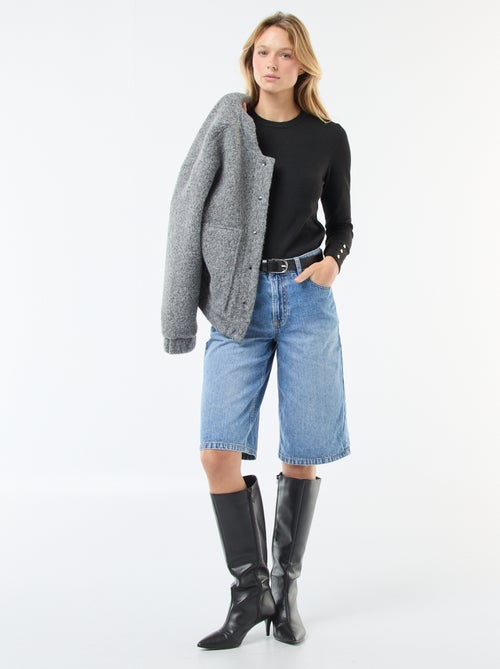 Jersey de punto ligero con cuello redondo - Kiabi