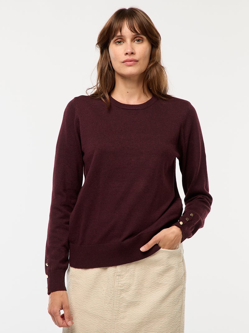Jersey de punto ligero con cuello redondo Rojo - Kiabi