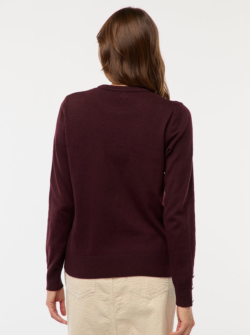 Jersey de punto ligero con cuello redondo Rojo - Kiabi