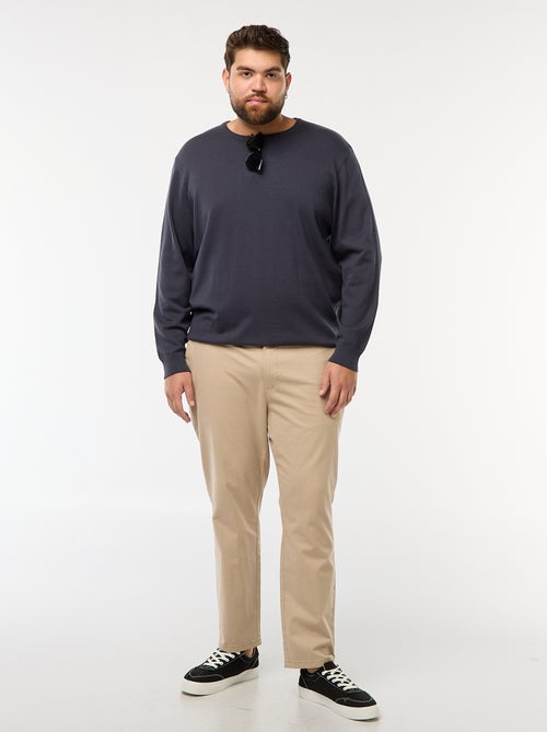 Jersey de punto liso con cuello redondo - Kiabi