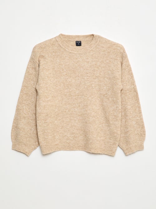Jersey de punto liso con cuello redondo - Kiabi