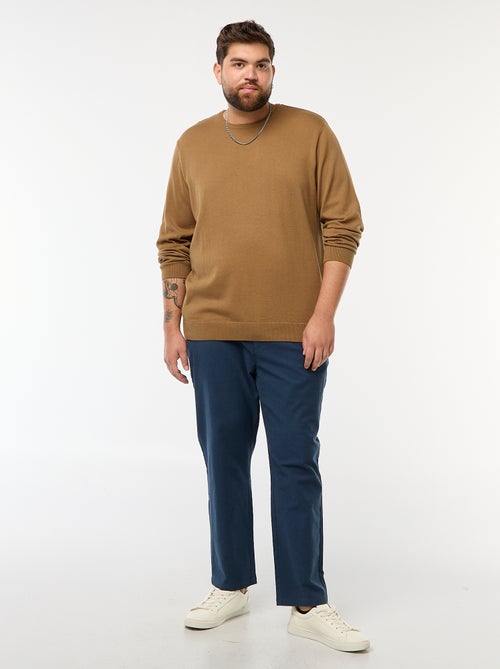 Jersey de punto liso con cuello redondo - Kiabi