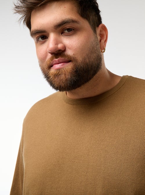 Jersey de punto liso con cuello redondo - Kiabi