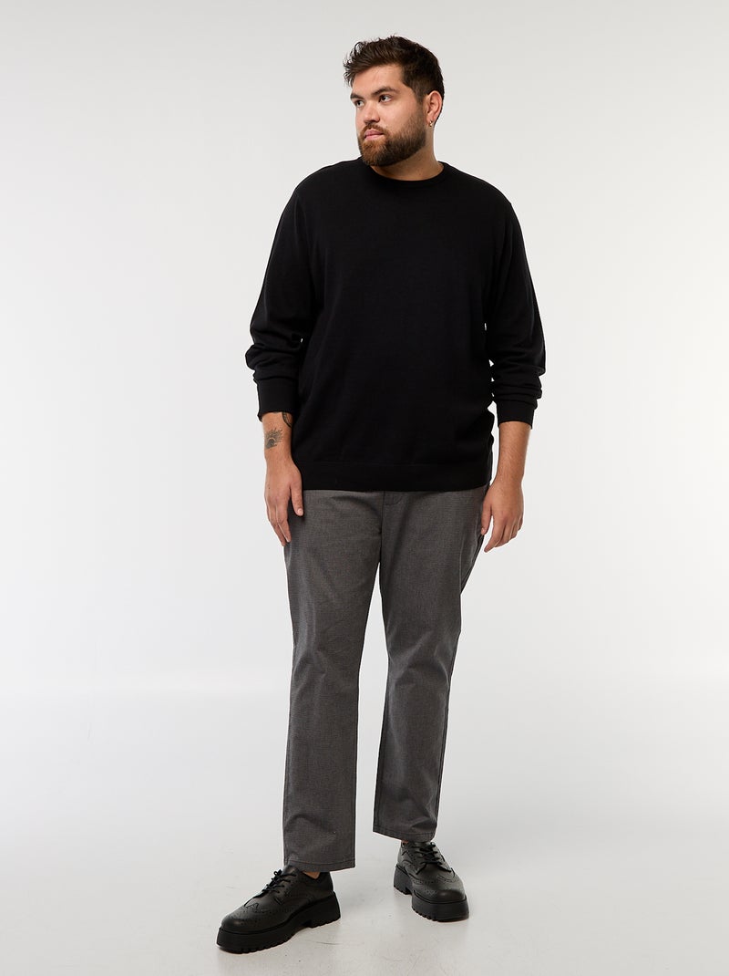 Jersey de punto liso con cuello redondo Negro - Kiabi