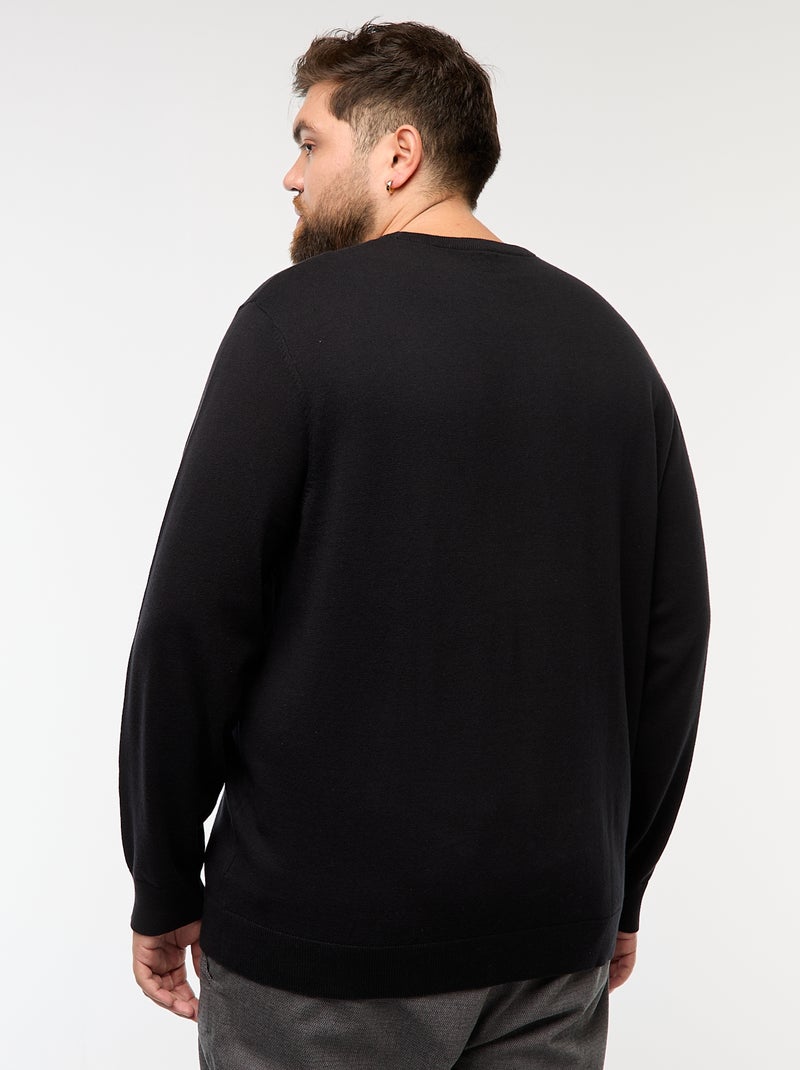 Jersey de punto liso con cuello redondo Negro - Kiabi