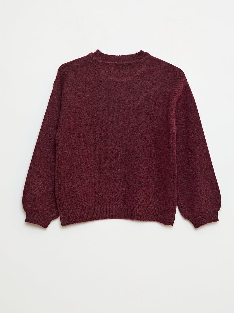 Jersey de punto liso con cuello redondo Rojo - Kiabi