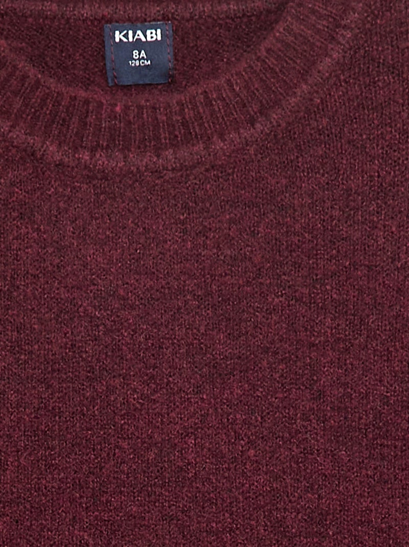 Jersey de punto liso con cuello redondo Rojo - Kiabi