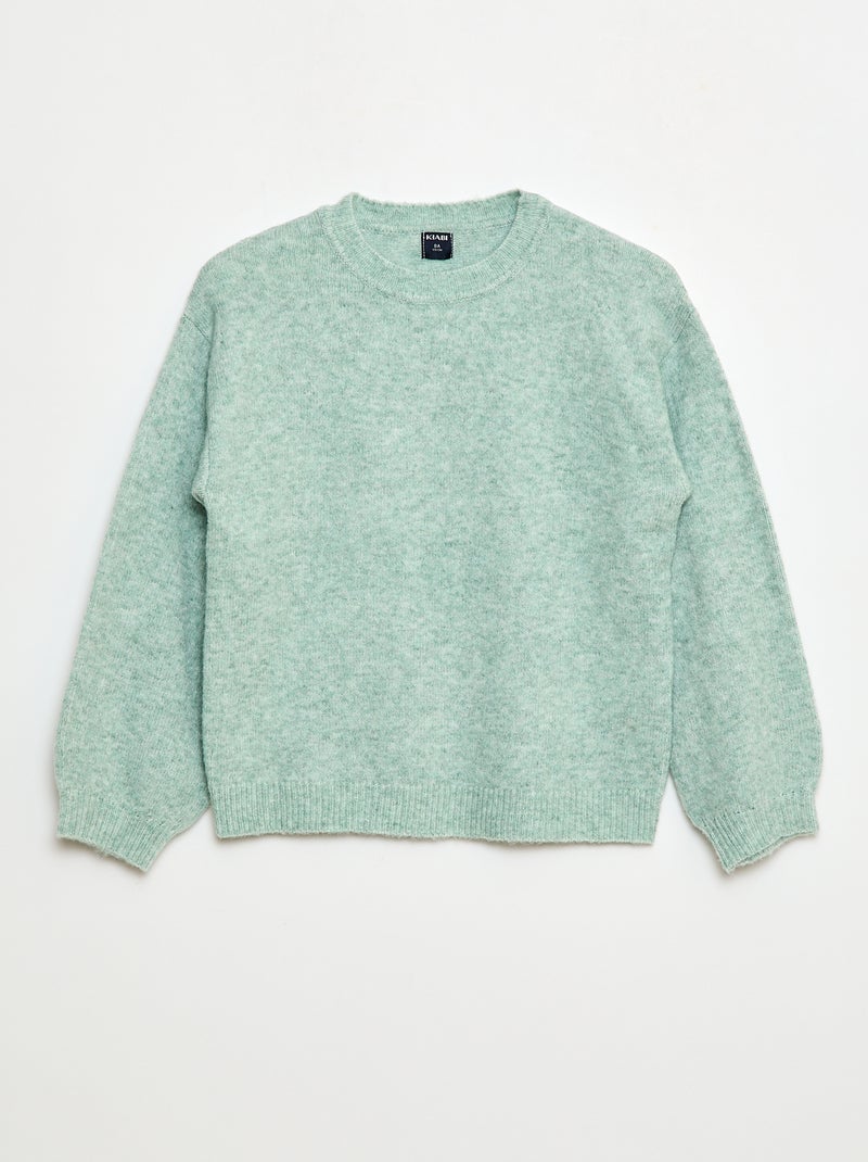 Jersey de punto liso con cuello redondo Verde - Kiabi