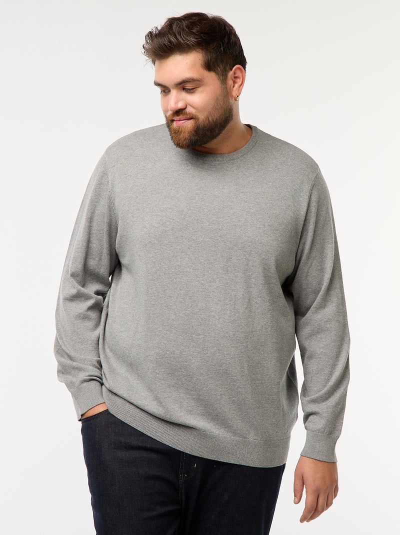 Jersey de punto liso cuello redondo Gris - Kiabi