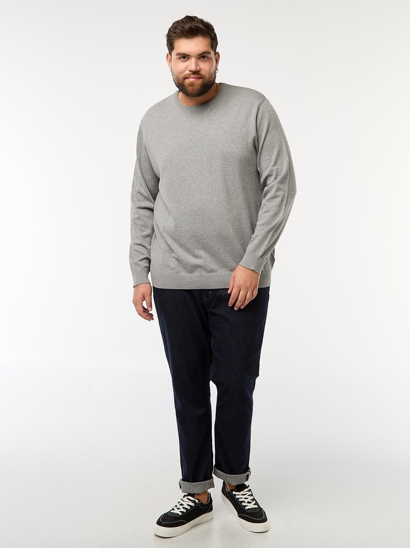 Jersey de punto liso cuello redondo Gris - Kiabi