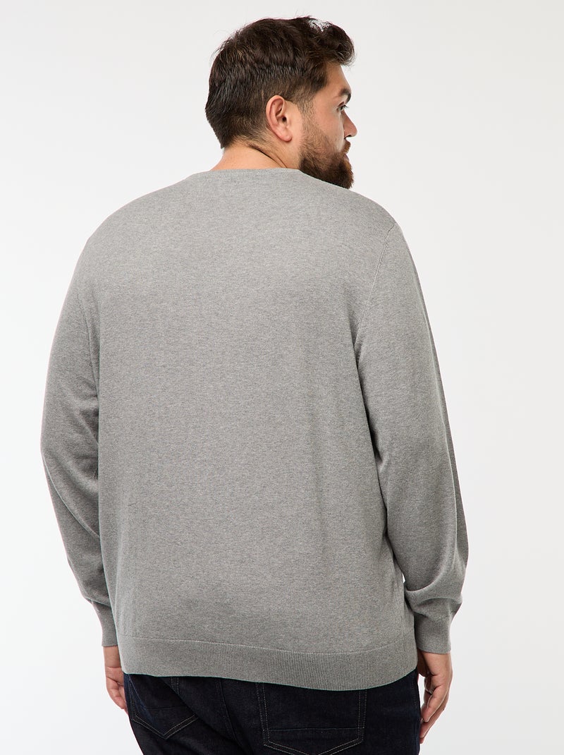 Jersey de punto liso cuello redondo Gris - Kiabi