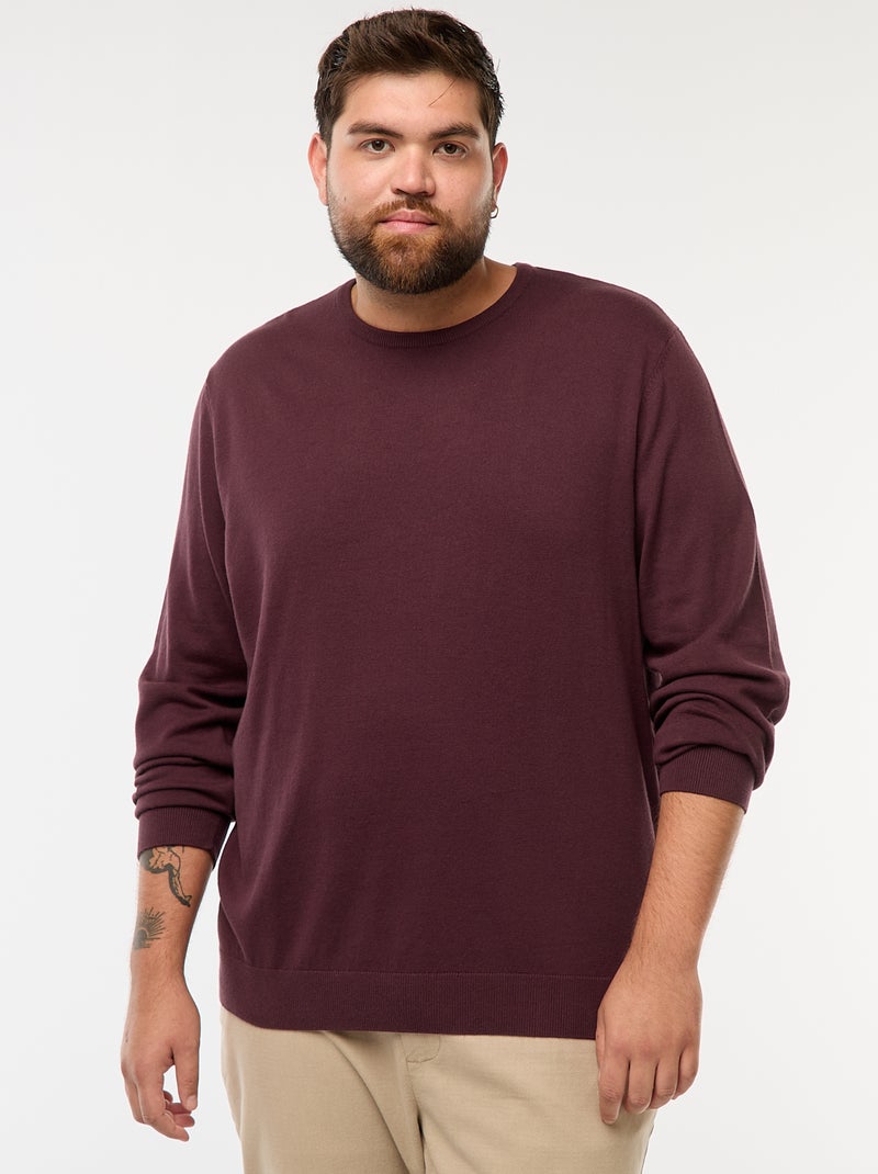 Jersey de punto liso cuello redondo Purpura - Kiabi