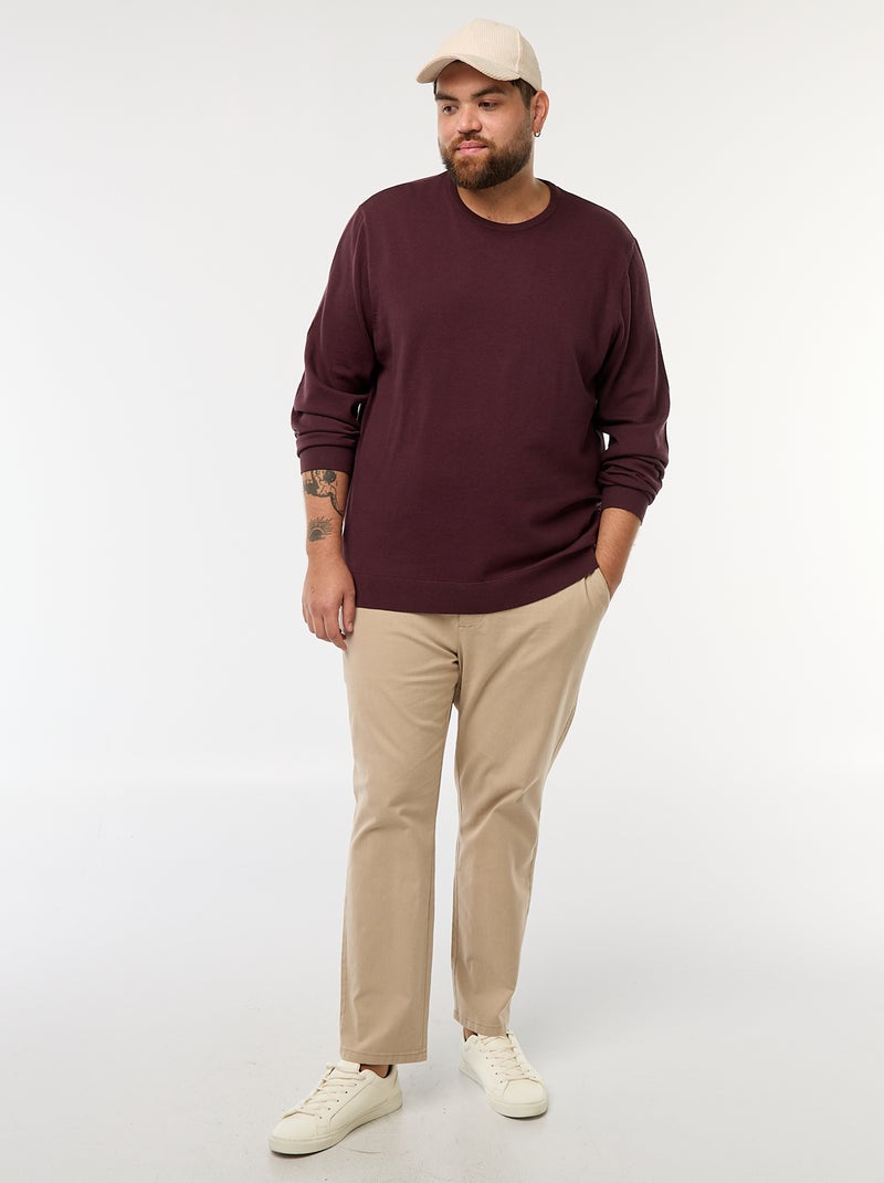 Jersey de punto liso cuello redondo Purpura - Kiabi