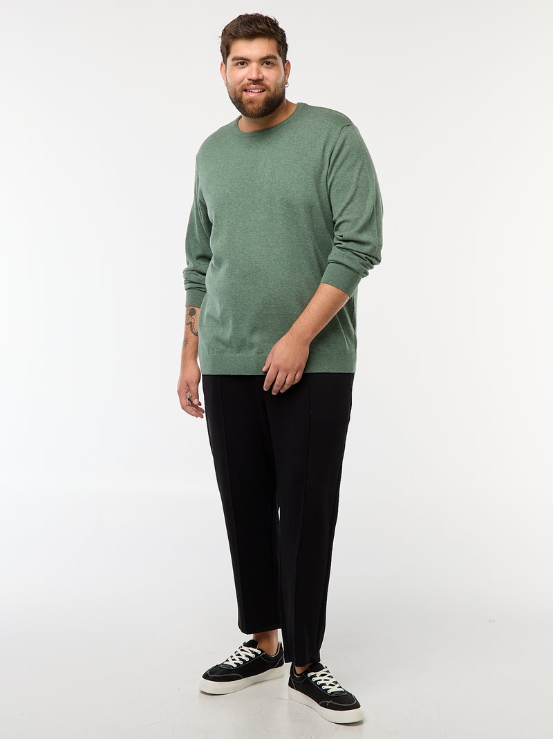 Jersey de punto liso cuello redondo Verde - Kiabi