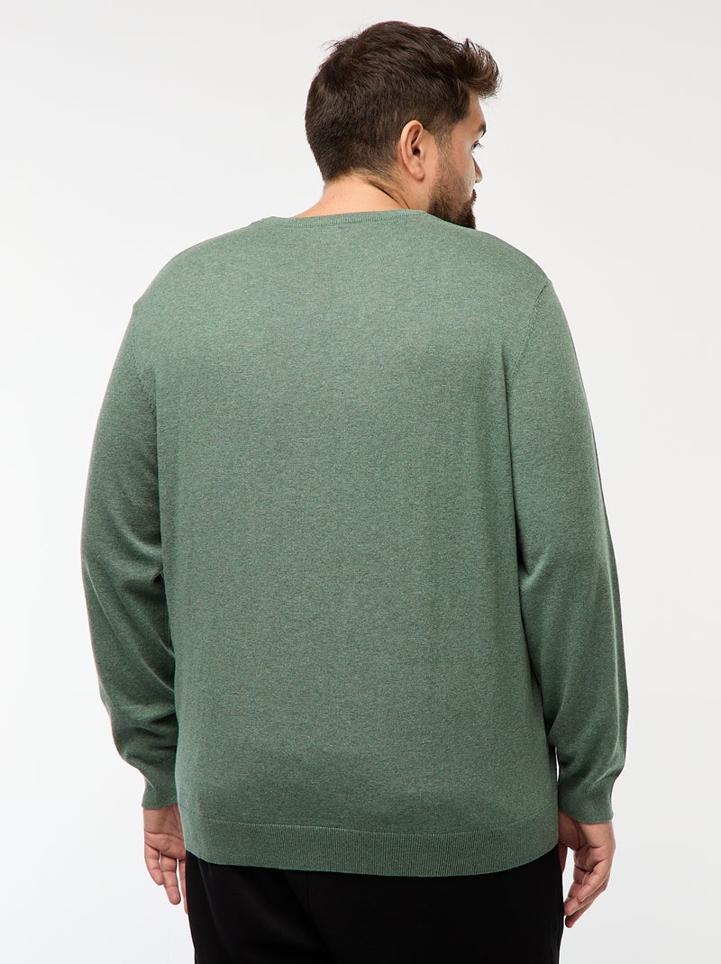 Jersey de punto liso cuello redondo Verde - Kiabi