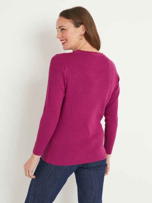 Jersey de punto liso fino con cuello en V - Afibel - Kiabi