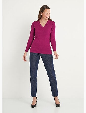 Jersey de punto liso fino con cuello en V