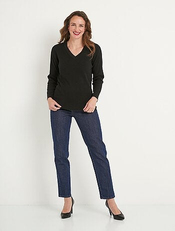 Jersey de punto liso fino con cuello en V