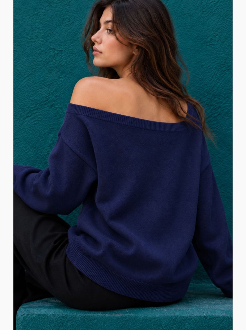 Jersey de punto mujer mixray Azul marino - Kiabi