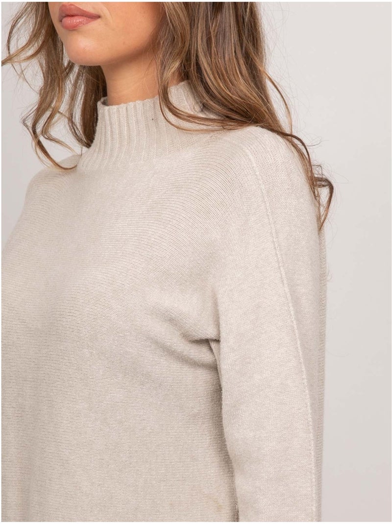 Jersey de punto oversize con cuello alto kaleta Beige - Kiabi