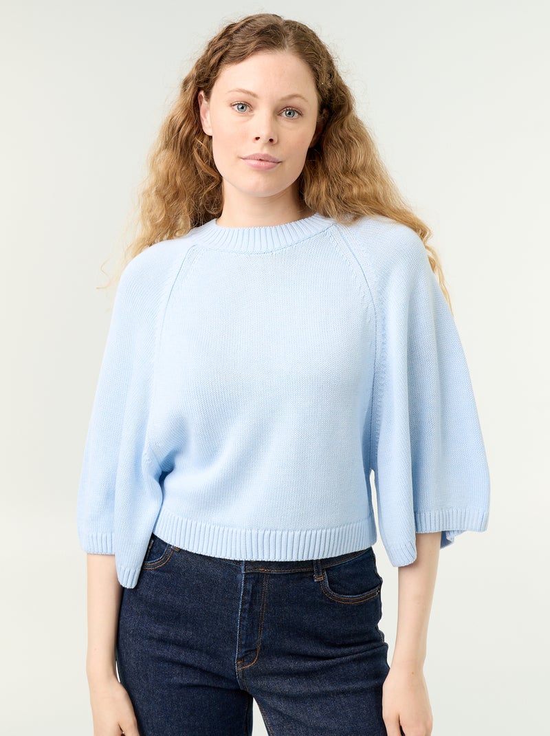 Jersey de punto oversize con sisas caídas Azul - Kiabi