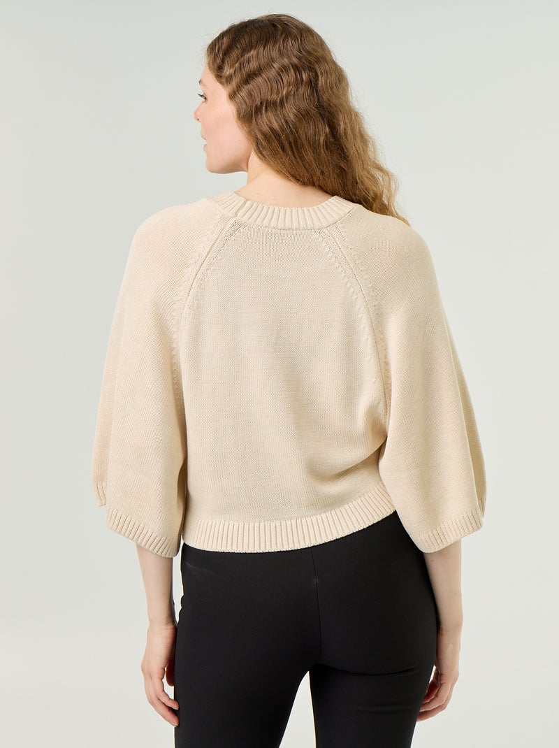 Jersey de punto oversize con sisas caídas Blanco - Kiabi