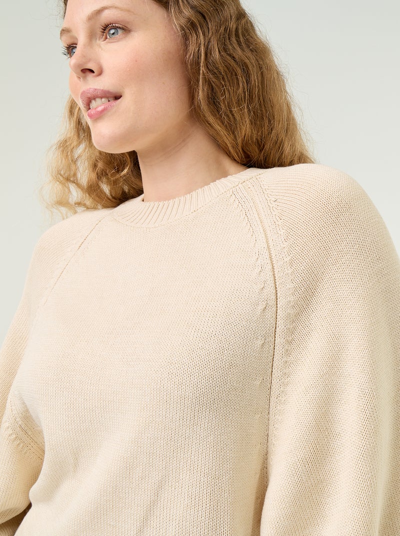 Jersey de punto oversize con sisas caídas Blanco - Kiabi