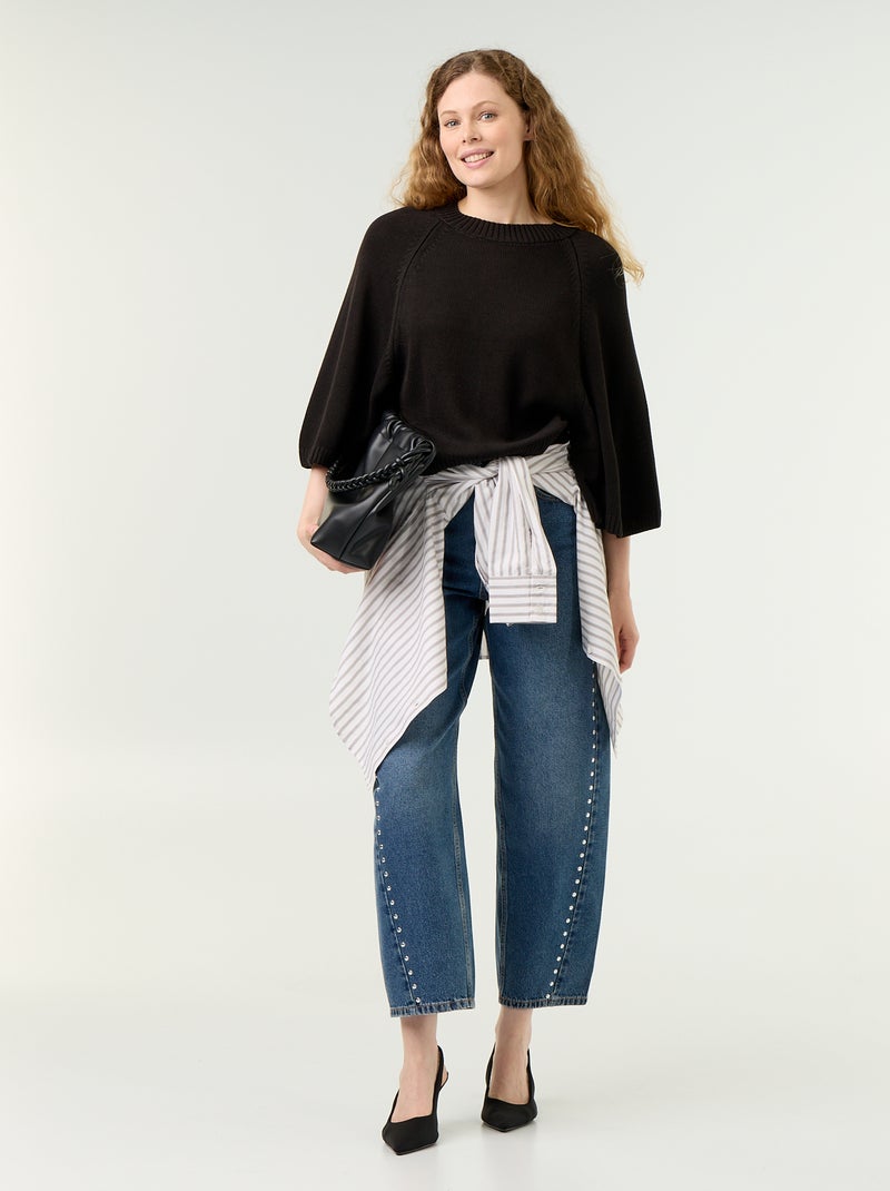 Jersey de punto oversize con sisas caídas Negro - Kiabi