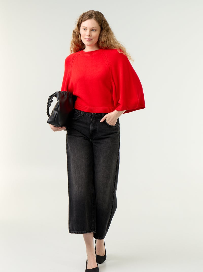 Jersey de punto oversize con sisas caídas Rojo - Kiabi