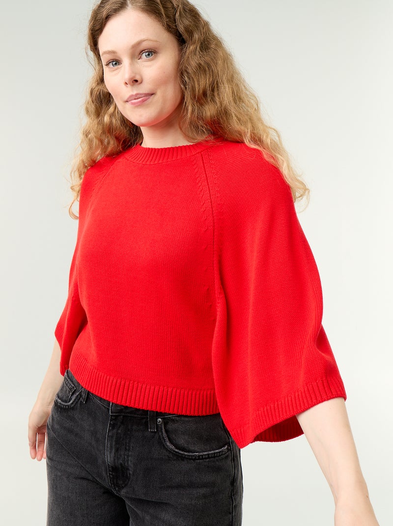 Jersey de punto oversize con sisas caídas Rojo - Kiabi