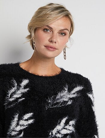 Jersey de punto pelo en jacquard de manga larga - Afibel