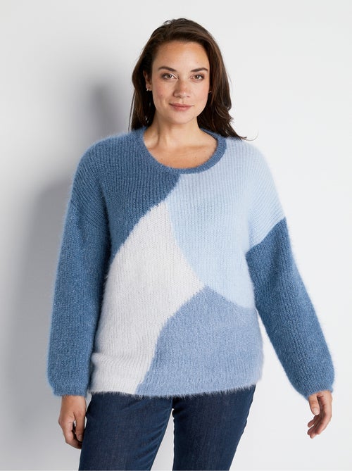 Jersey de punto peludo con bloques de color suave - Afibel - Kiabi