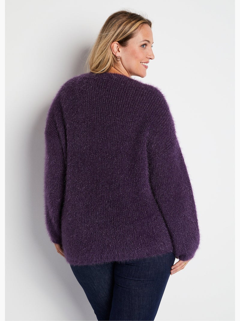 Jersey de punto peludo con bloques de color suave - Afibel Crudo - Kiabi