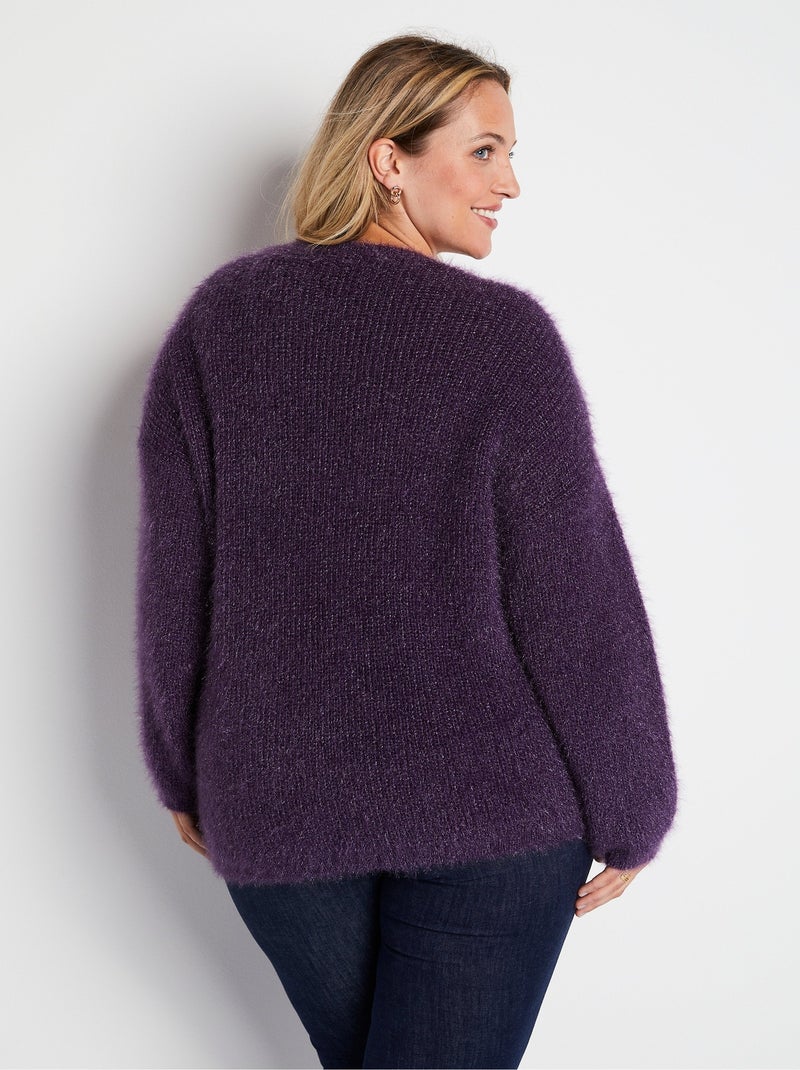 Jersey de punto peludo con bloques de color suave - Afibel Violeta - Kiabi