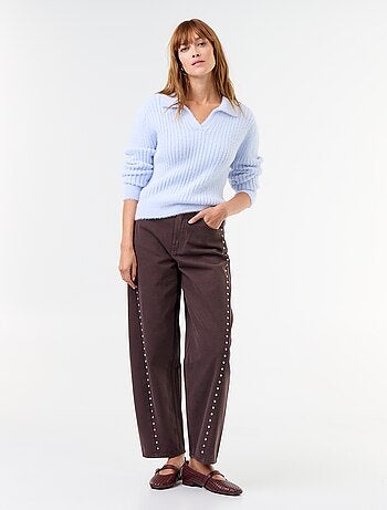 Jersey de punto peludo con cuello polo