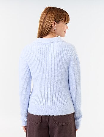 Jersey de punto peludo con cuello polo