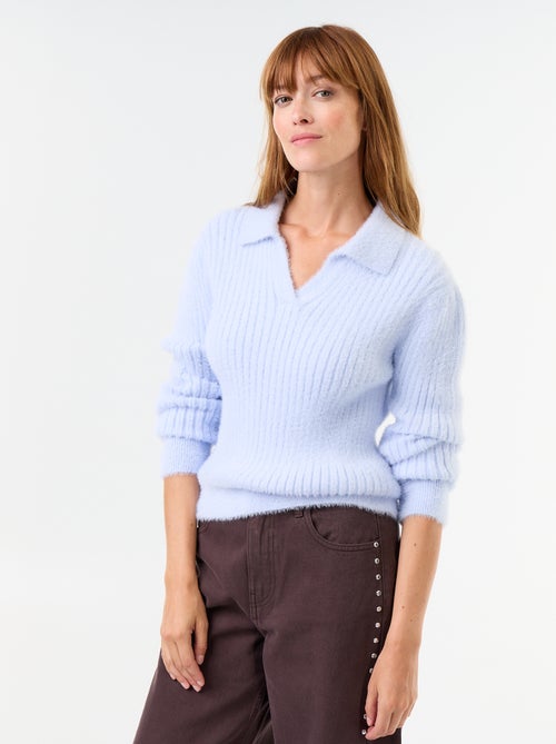 Jersey de punto peludo con cuello polo - Kiabi Jersey de punto peludo con cuello polo - Kiabi