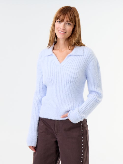 Jersey de punto peludo con cuello polo - Kiabi Jersey de punto peludo con cuello polo - Kiabi