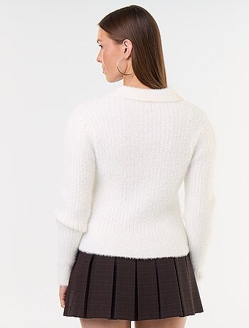 Jersey de punto peludo con cuello polo