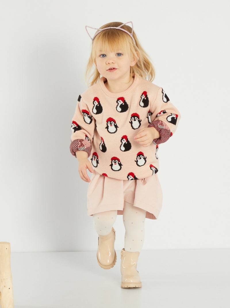Jersey de punto 'pingüinos de Navidad' ROSA - Kiabi