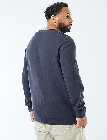 Jersey de punto piqué con cuello redondo abotonado