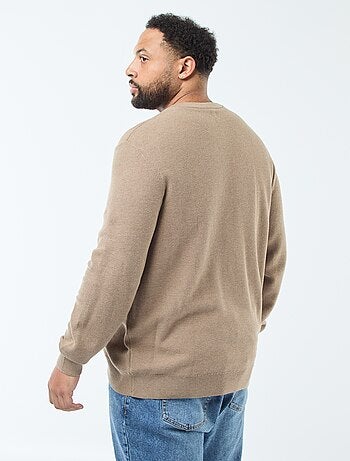Jersey de punto piqué con cuello redondo abotonado
