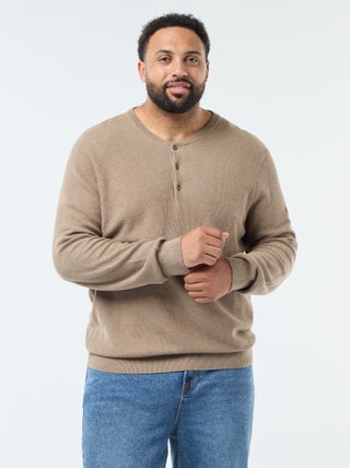 Jersey de punto piqué con cuello redondo abotonado