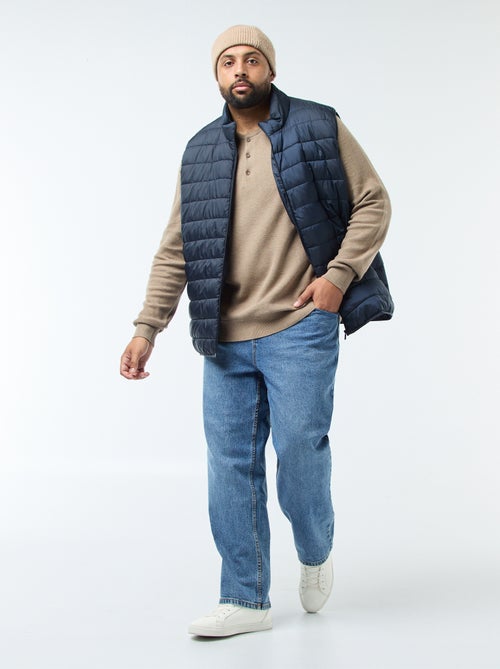 Jersey de punto piqué con cuello redondo abotonado - Kiabi