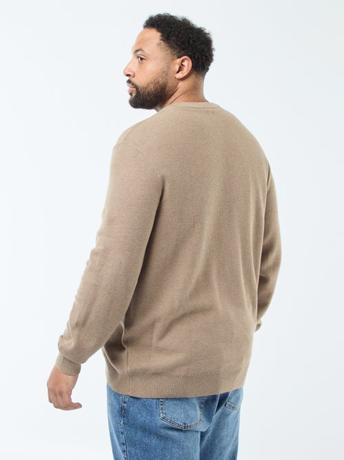 Jersey de punto piqué con cuello redondo abotonado - Kiabi