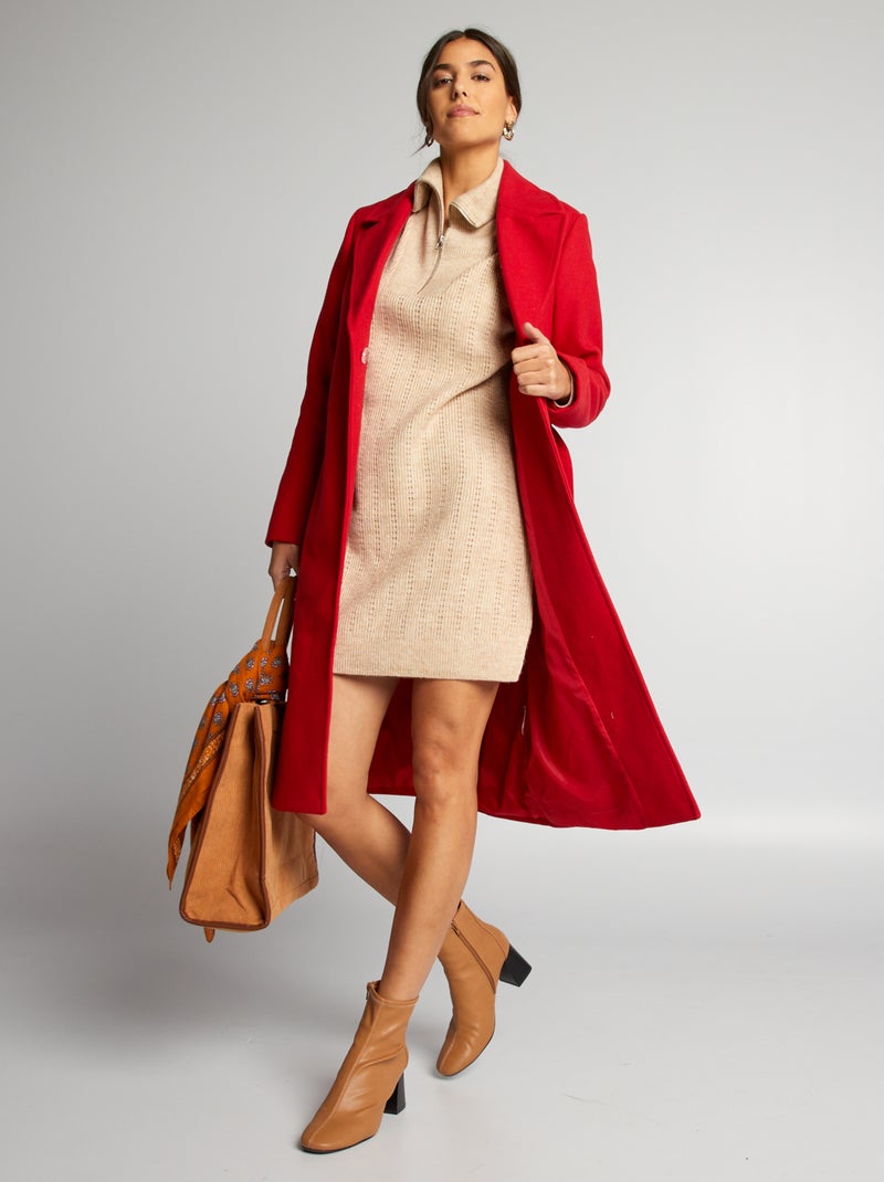 Jersey de punto pointelle con cremallera en el cuello BEIGE - Kiabi