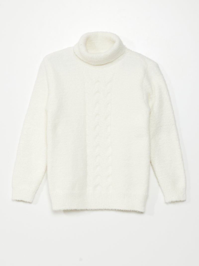 Jersey de punto suave con cuello alto blanco - Kiabi