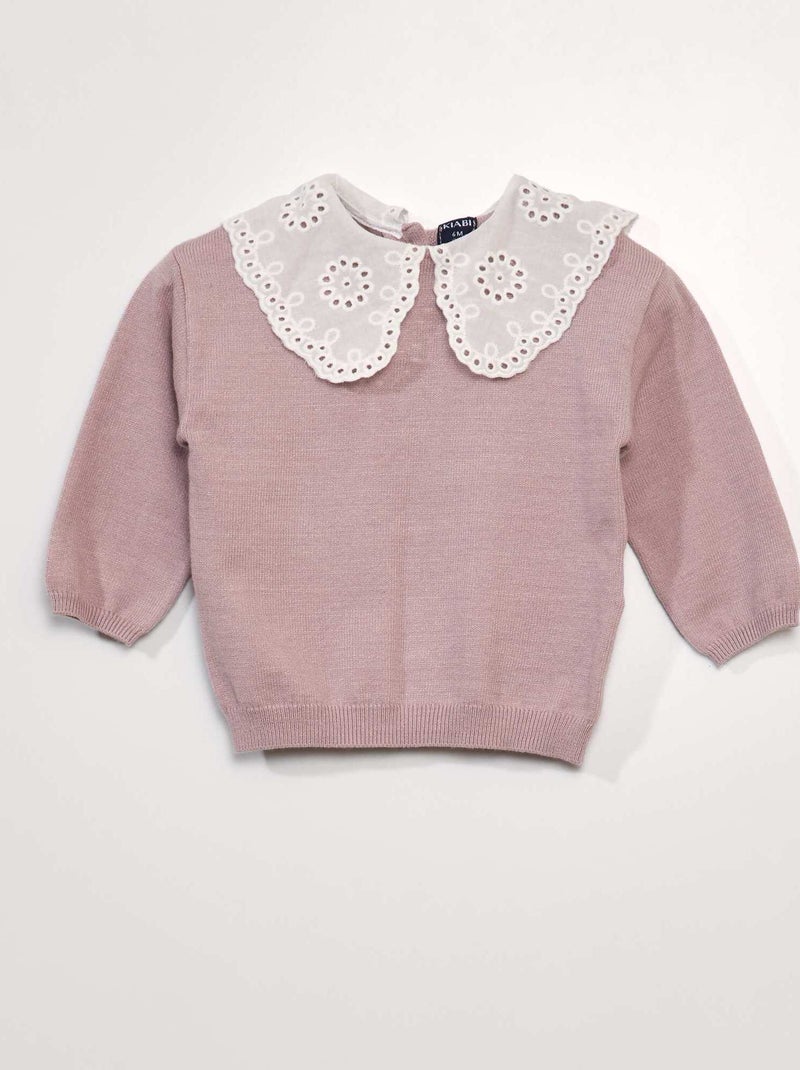 Jersey de punto suave con cuello bebé PURPURA - Kiabi