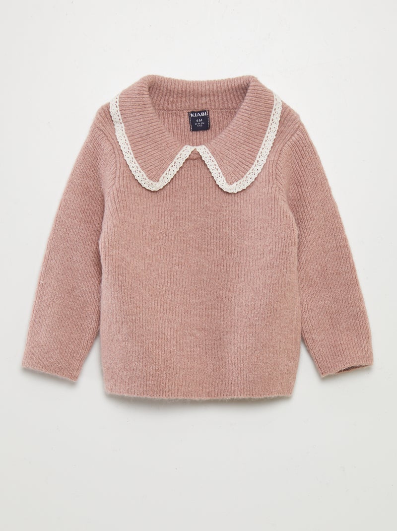 Jersey de punto suave con cuello bebé PURPURA - Kiabi