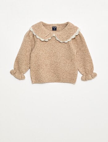 Jersey de punto suave con cuello bordado
